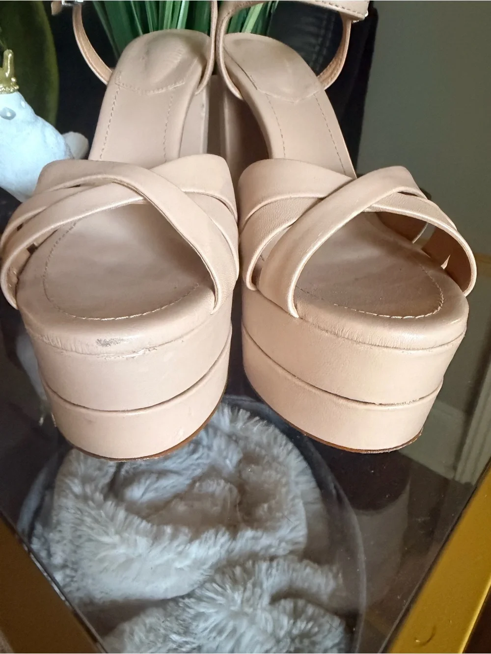 SCHUTZ Blush Nude Platform Sandal with Ankle Strap